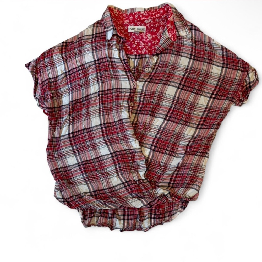 Knox Rose Red and White Plaid Blouse